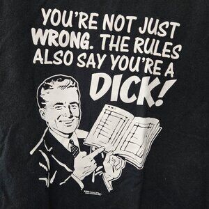 Vintage Gildan Graphic T-Shirt Men 3XL Black Short Sleeve Funny Dick Joke Goth